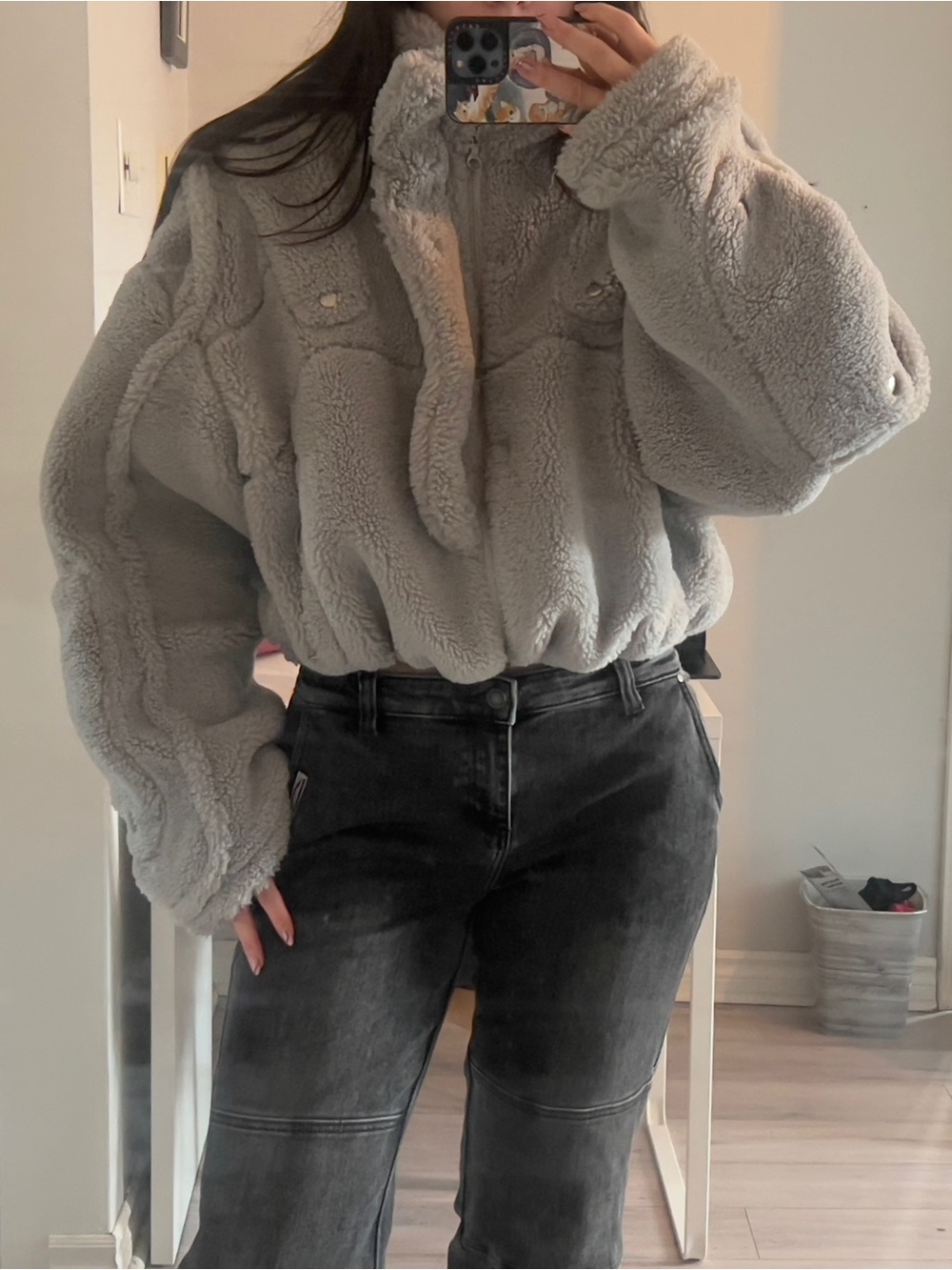 PERSONSOUL Boucle Oversized Unisex Fluff Jacket - Size L